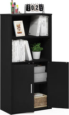 Furinno Pasir 4-Tier Storage Bookcase, Bookshelf, Multipurpose Shelf, Black Oak