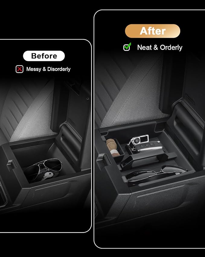 Center Console Organizer Set for 2025-2026 Toyota 4Runner - 2 Pcs Armrest Box Storage Tray with Removal Coin Slot + Silicone Cup Holder Insert for 2025-2026 4Runner Interior Accessories