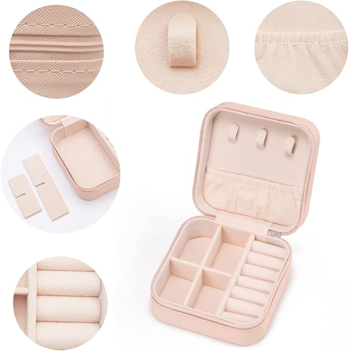 5pack/PU Leather Travel Jewelry Case, Mini Jewelry Box, Small Jewelry Organizer Portable Display Jewelry Storage Case for Rin