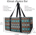 NGIL Extra Large Utility Tote Reusable Grocery Bag Oversized Collapsible for Groceries, Storage, Picnic, Beach (Western Bronco-Black)