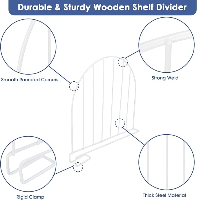 Closet Organizers and Storage, 8 Pack 12'' Extra Tall Shelf Dividers, Metal Closet Dividers Shelf Organizer for Wood Shelves,