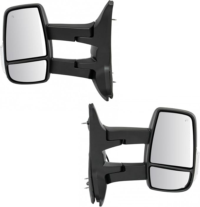 TRQ Driver & Passenger Side Mirror Set Power with Heat Compatible with 2015-2017 Ford Transit-150 Transit-250 Transit-350 Tra