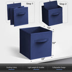 Sorbus 13 Inch Storage Bins - Sturdy Collapsible Fabric Storage Cubes with Handle - 8 Foldable Baskets for Organizing Clothes