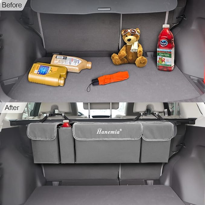 Car Trunk Organizer and Storage, Backseat Hanging Organizer for SUV, Truck, MPV, Waterproof, Collapsible Cargo Storage Bag