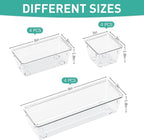 WOWBOX 12 Pack Clear Drawer Organizer Set, Acrylic Drawer Storage Trays, Storage Bins for Makeup, Cosmetics, Jewelries, Utens