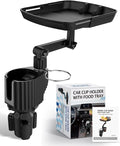 4-in-1 Car Cup Holder Expander Tray,Detachable Upgraded Food Tray Expandable Dual Cup with Phone Holder,360°Rotation Adjustable Base,Road Trip Essentials Accessories for Drinking and Eating