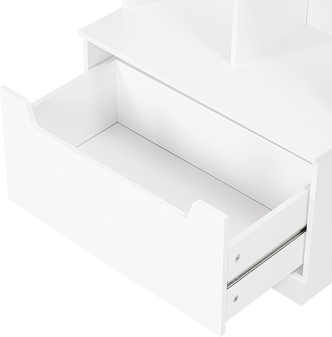 UTEX Kids Bookshelf and Toy Storage Organizer, Toddlers Bookcase with Cubbies, Adjustable Wood Shelf with Drawer for Bedroom,