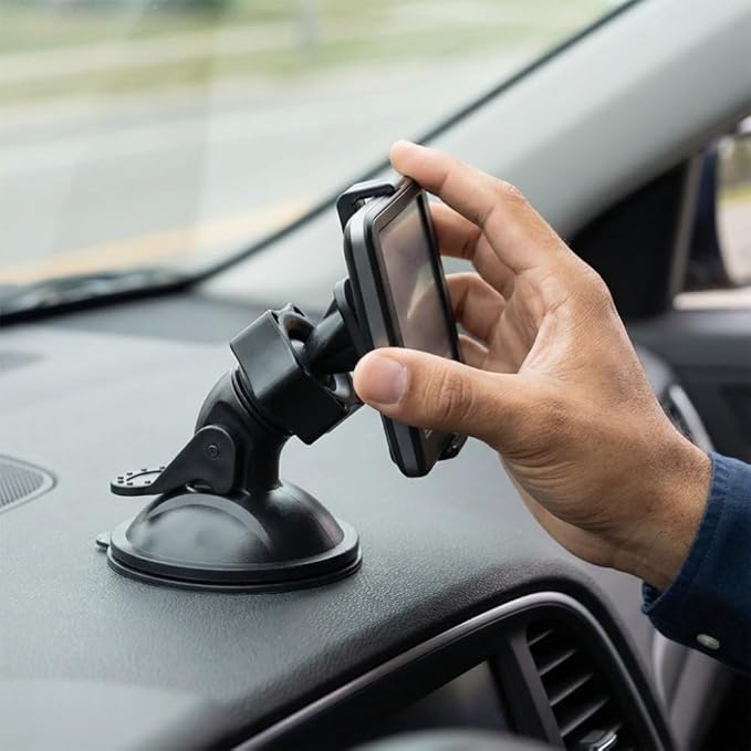 Universal Car Dash Cam Mount - Vacuum Suction Cup Holder with 4 Interchangeable Heads for GPS Navigation and Dashboard Recorder(Buckle w/Card Slot)