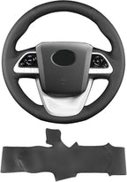 Hand-Stitch Steering Wheel Cover,Fit for Toyota Prius 2016 2019/Prius Prime 2017/Prius Plug-in Hybrid 2017/Mirai 2016,Non-Slip Breathable Microfiber Leather Steering Wheel Cover on Wrap