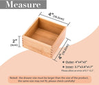 Bamboo Organizer Storage Boxes for Tabletop Bathroom Dresser Organizer Small Boxes, Bamboo 4"*4"