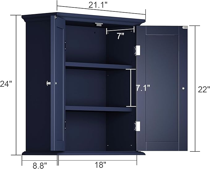 ChooChoo Bathroom Wall Cabinet, Over The Toilet Space Saver Storage Cabinet, Medicine Cabinet with 2 Door and Adjustable Shel