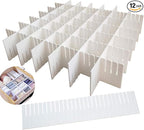 OJYUDD 12PCS DIY Plastic Grid Drawer Dividers,White Adjustable Sock Underwear Dresser Drawer Organizers Divider for Stationar