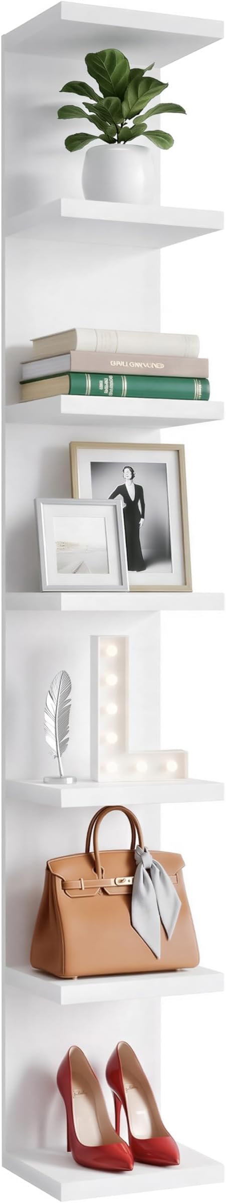 7 Tier Wall Shelf Unit & Lack Shelf, Versatile Floating Shelves for Wall, Bedroom Book Shelf, Vanity Display Shelves, Tall De