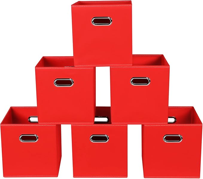 Fabric storage bins Cubes, Fabric Cube Organizer with Handle, Foldable Cube Bins for Cloth or Accessary Storage, 11x11x11, Se