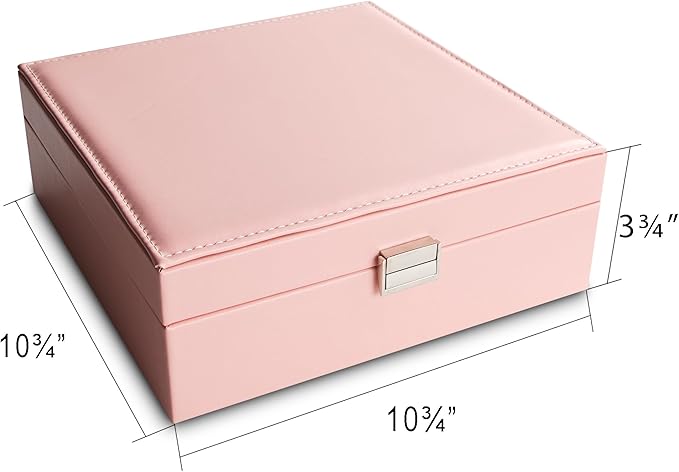 Frebeauty Earring Organizer Classic Jewelry Box 50 Slots Double Layer Jewelry Storage Case with 6 Necklace Hook and Bracelet 