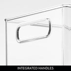 iDesign Kitchen Binz BPA-Free Plastic Deep Stackable Organizer with Handles - 8" x 6" x 14.5", Clear
