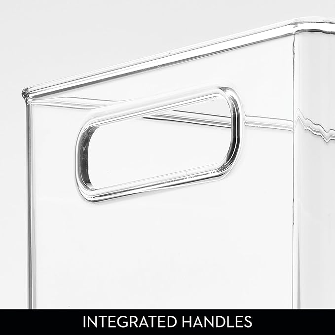 iDesign Kitchen Binz BPA-Free Plastic Deep Stackable Organizer with Handles - 8" x 6" x 14.5", Clear