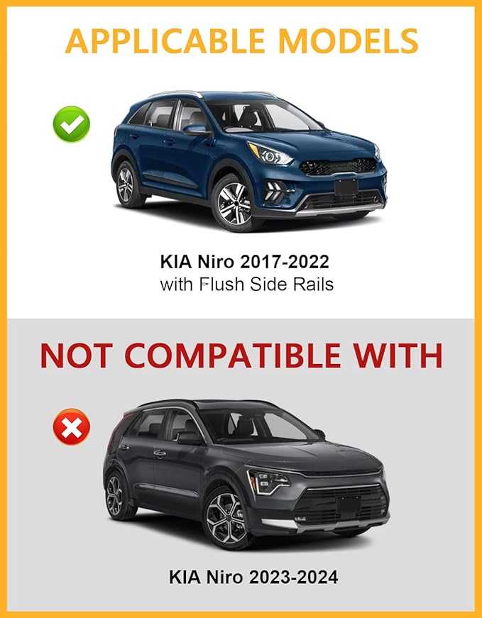 Tuyoung 220lbs Lockable Roof Rack Cross Bars Compatible with KIA NIRO 2017 2018 2019 2020 2021 2022, Heavy Duty Aluminum Roof Rails Crossbars Cargo Bars Canoe Snowboard Rooftop Black Carrier Luggage