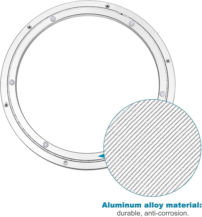 MECCANIXITY Aluminum Lazy Susan 16 Inch Muffler Turntable Ring Large Bearing Metal Rotating Turntable Bearings Swivel Plate H