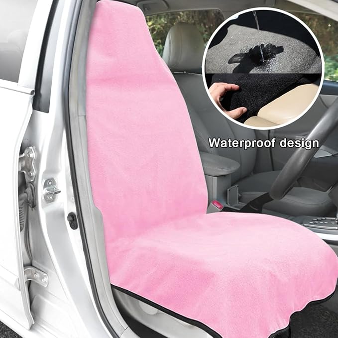 2PCS Car Towel Seat Cover, Waterproof Sweating Non-Slip Premium Soft Towel Carseat Protector, Universal Machine Washable Car 