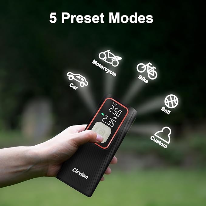 Tire Inflator Portable Air Compressor, 3X Faster 25000mAh 160 PSI Air Pump for Car Tires- Cordless, with Pressure Gauge, LED Light & Digital Display, for Car, Truck, Motor, E-Bike and Bicycle Pro
