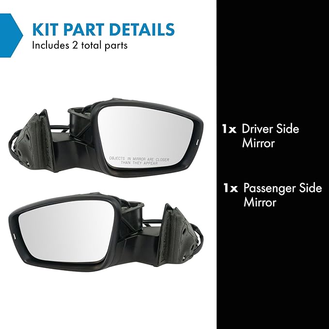 TRQ Power Heated Side Mirror Set Paint to Match Manual Folding for 2012-2015 VW Passat, Driver & Passenger Side, VW1320144, V