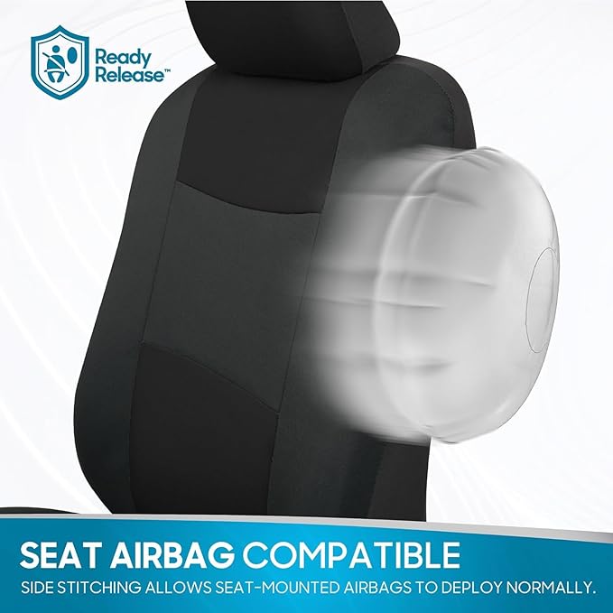 BDK PolyPro Car Seat Covers Full Set Combo with Front and Rear Waterproof All -Weather Car Floor Mats - Universal Fit Automot