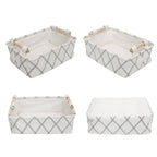 Decorative Collapsible Rectangular Fabric Storage Bin Organizer Basket with Wooden Handles for Clothes Storage,12.6x8.7x4.7 i