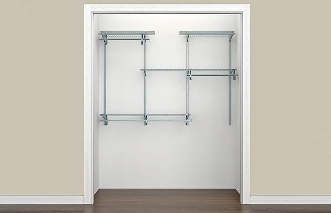 ClosetMaid ShelfTrack Wire Closet Organizer System, Adjustable from 5 to 8 Ft., With Shelves, Clothes Rods, Hardware, Durable