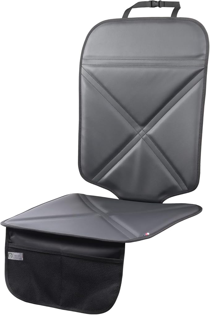 Car Seat Protector Leather Waterproof Child Safety Seat Protector Cover with Thick Pad and 2 Large Pockets Durable Kick Mat f