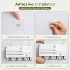 Key Holder Wall Mount, Wooden Adhesive Mail and Key Organizer with Drawer, Small Shelf, 8 Hooks, 2 Installation Methods, Whit