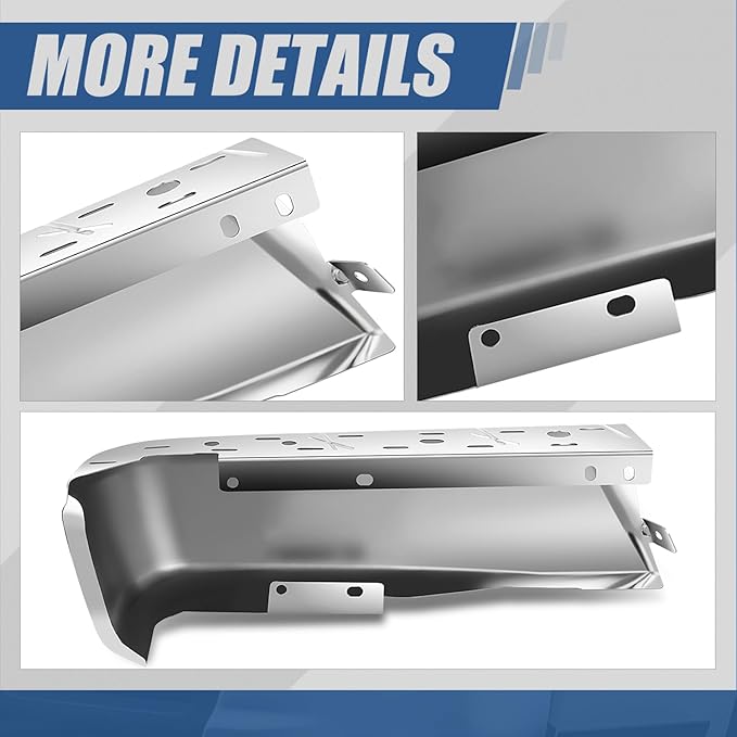 Auto Dynasty Rear Bumper End Caps Cover Compatible with 2015-2020 Ford F-150, Driver and Passenger Side, Non Parking Sensor Holes, Polished Chrome
