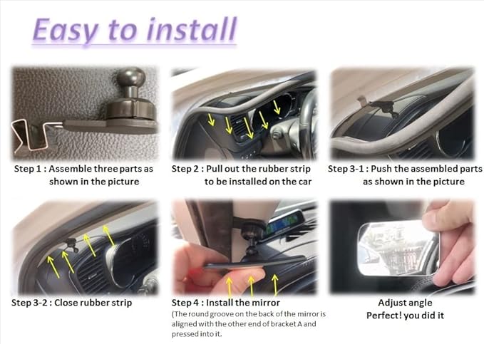 Blind Spot Mirror,Car Built-in Installation Glass Material 360 Degree Rotation Frameless 3.3 * 2.1Inch Convex Mirror Mechanical Installation Firm and Durable Installation Simple Gift box Packaging