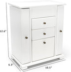 Emfogo Jewelry Box for Women, Rustic Wooden Jewelry Boxes & Organizers with Mirror, 4 Layer Jewelry Organizer Box Display for