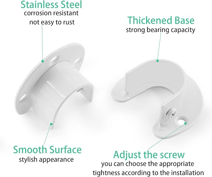 8 Packs Stainless Steel Closet Rod End Supports 1 Inch Wardrobe Bracket Heavy Duty Closet Pole Sockets Flange Rod Holder, U-S