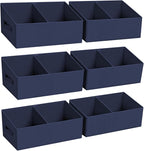 DIMJ Large Closet Shelf Organizer Bins 6 Packs with Handles and Divider, Fabric Trapezoid Storage Baskets, Foldable Clothes C