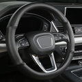 Cxtiy Genuine Leather Steering Wheel Cover with Ventilation Holes Luxury Cowhide,Breathable and Anti-Slip,14.5-15 inch(Black)