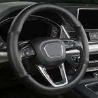 Cxtiy Genuine Leather Steering Wheel Cover with Ventilation Holes Luxury Cowhide,Breathable and Anti-Slip,14.5-15 inch(Black)