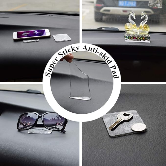 Sticky Gel Pads (10 Pack), As Seen On TV Removable Traceless Gripping Pad Washable Reusable Anti Slip Pad for Car Dashboard O