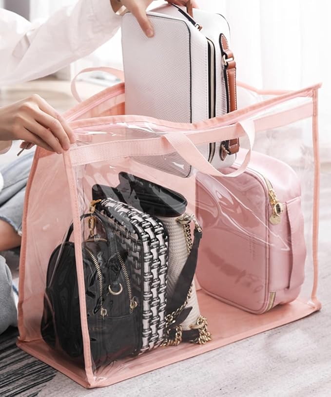 CINPIUK Handbag Dust Bags Clear Purse Storage Organizer for Closet Small to Extra Large Handbags Dust Free Bags Hanging Zippe