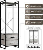 Sorbus Clothing Rack with Drawers - Clothes Stand Dresser - Wood Top, Steel Frame, & Fabric Drawers - Tall Closet Storage Org