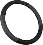 BDK Sporty Two Tone Ergonomic Grip Steering Wheel Cover - Plush Leather Grip for Standard Size Wheels 14.5-15 inch Gray/Black