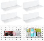 Therwen 4 Pack Magnetic Pegboard Shelves Wall Organizer Metal Pegboard Shelf Steel Tray Accessories Organizing Tools for Craf