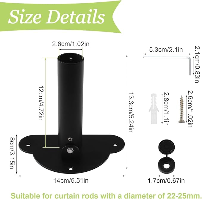 Adjustable Shower Curtain Rod Bracket 1 Pack Aluminum Alloy Shower Curtain Rod Single Swivel Flange Heavy Duty Closet Rod Bra