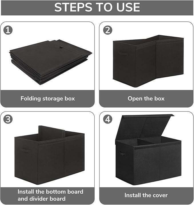 INDRESSME 25"x13"x16" Large Toy Storage, Foldable Storage Bins with Dividers, Toy Chests for Closet, Playroom, Bedroom, Toy B