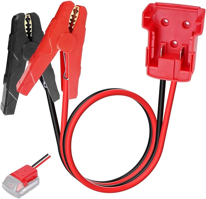 M18 Jumper Cables for Milwaukee 18V Batteries | 2FT 8AWG Booster Cable with Alligator Clips | Jump Start Cars/RVs& Charge Tools | 392°F/200°C Silicone Wire Heat Resistant (Battery Not Included)