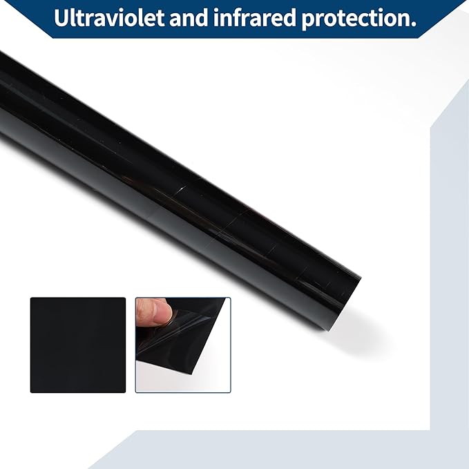 Car Window Tint Film Window Privacy Film Car Carbon 2 PLY PET 24.61 ft x 23.62 Inch 1 Pc Black VLT 11% IRR 66% UVR 96%