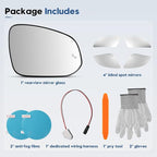 Blind Spot Mirrors for 2013-2025 RAV4, 2014-2024 4runner, 2016-2025 Tacoma, Passenger Side Mirror Replacement with Blind Spot Warning Light, Power Heated Mirrors for Anti-Fog, Durable Backing Plate