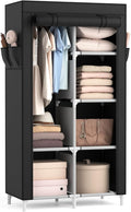 ROJASOP Portable Closet Wardrobe Closet for Hanging Clothes with 6 Storage Shelves, 1 Hanging Rod and 4 Pockets, Free Standin