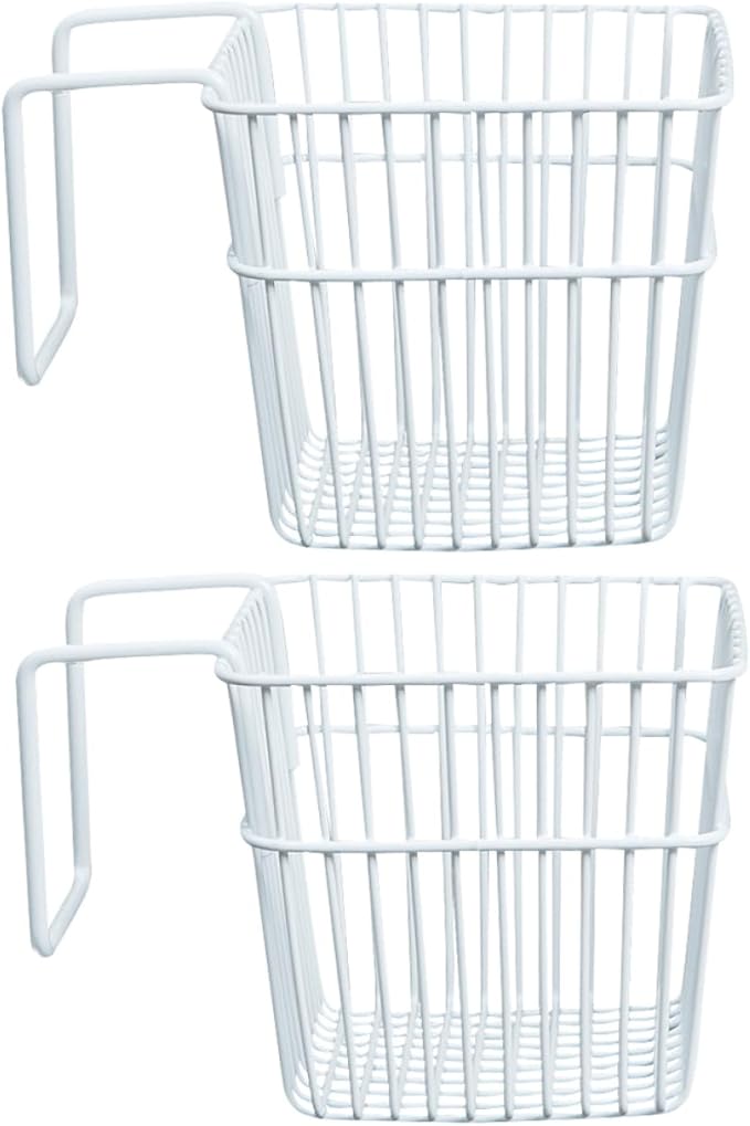 MAGICLULU Punch-Free Hanging Storage Basket 2-Pack Stainless Steel Wire Organizer with Drainage for Kitchen and Bathroom Spac